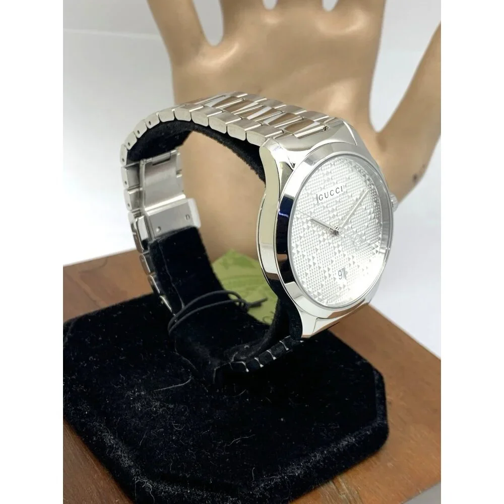 Gucci Men's Watch YA126459 G-Timeless Swiss Quartz Silver Dial Steel 38mm